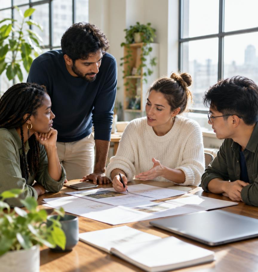 Team working together in an office